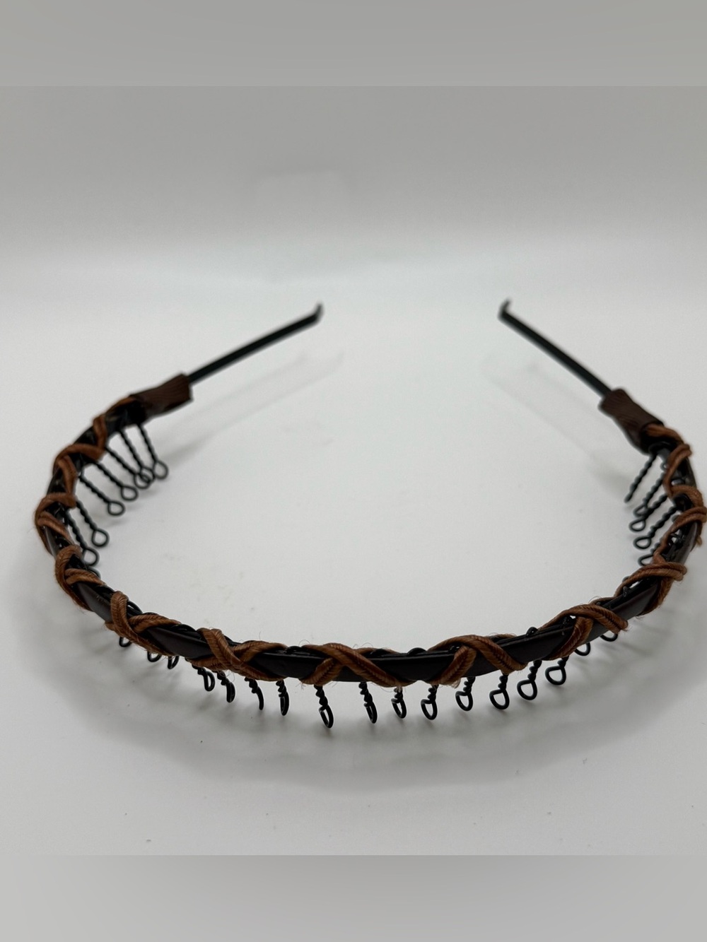 Vtg Braided Brown Women's Headband with Loop Trim